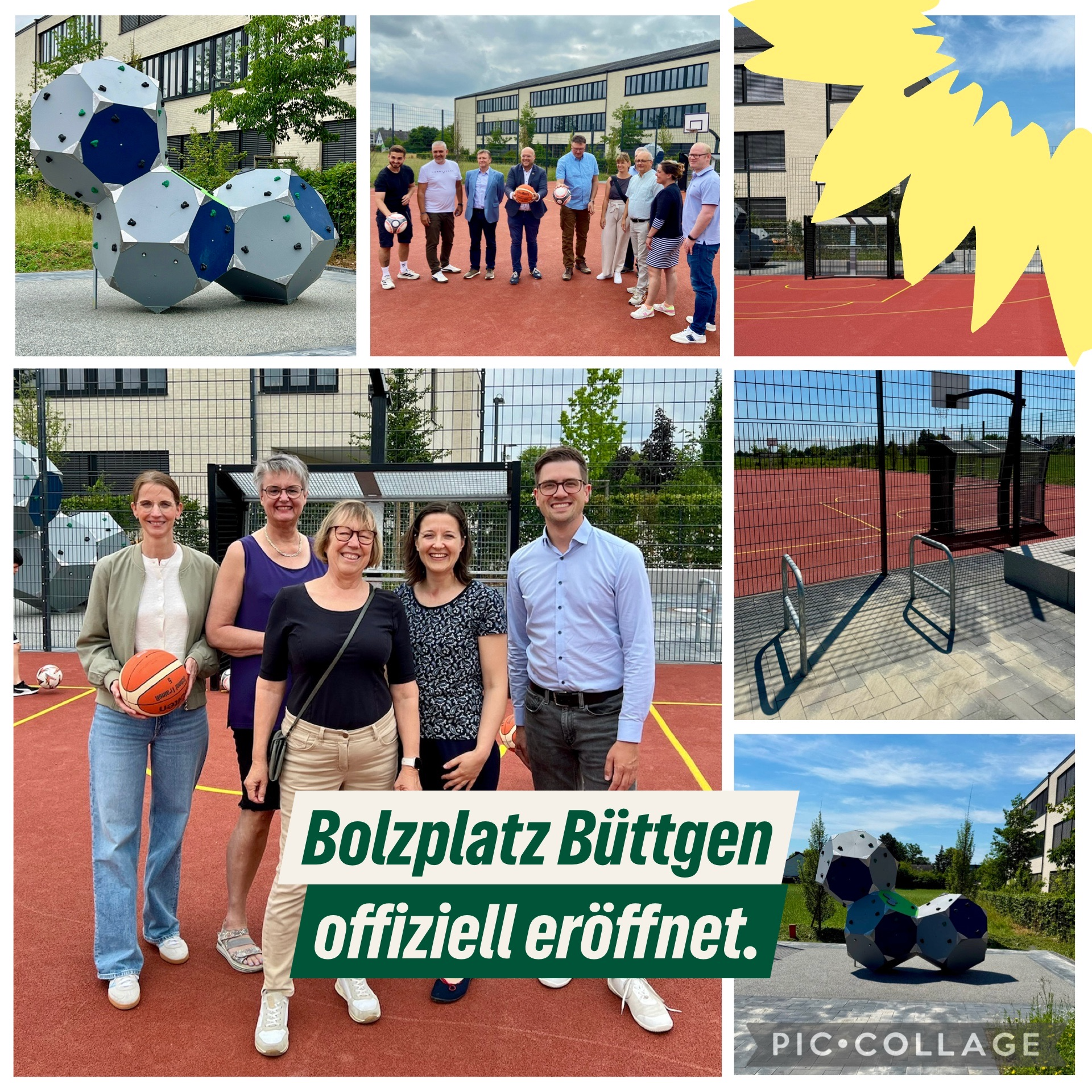 Collage zur Eröffnung des Bolzplatzes in Büttgen