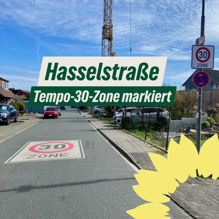 Neue Bodenmarkierungen für die Tempo-30-Zone auf der Hasselstraße